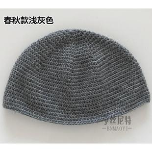 特价原创手工钩织定做中老年包头帽李雪健老韩同款毛线瓜皮帽镂空
