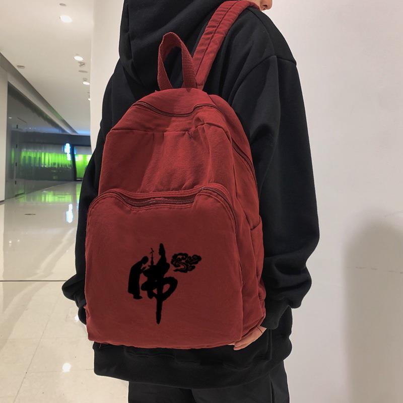新款莲花包佛包居士包僧包软包中号轻便纯棉软包双肩包帆布新男包