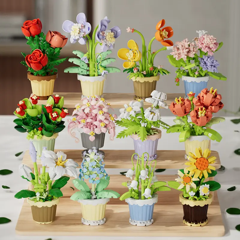 兼容积木永生花玫瑰花向日葵卉