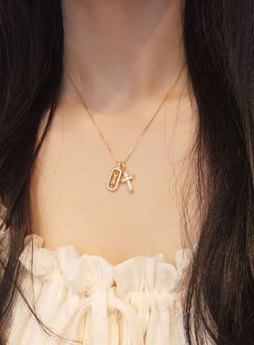 「洛杉矶设计师」Sweetpeeps 韦雪同款可旋转金刚杵十字架锁骨链