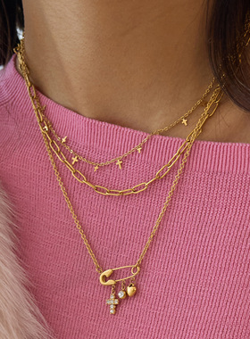 甜美女款小众设计感别针爱心项链