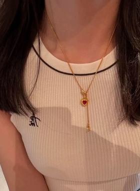 S925纯银星月流苏项链女