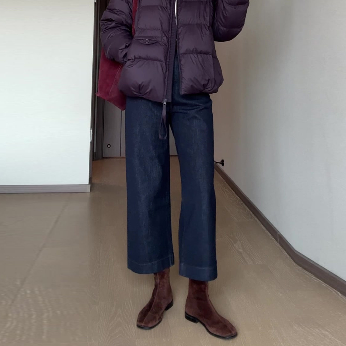 复古高腰牛仔阔腿裤女冬季2025新款垂感显瘦九分裤宽松加绒直筒裤