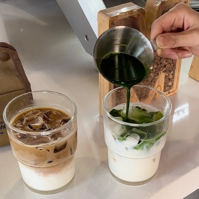 ins可叠玻璃杯透明咖啡杯吸管杯