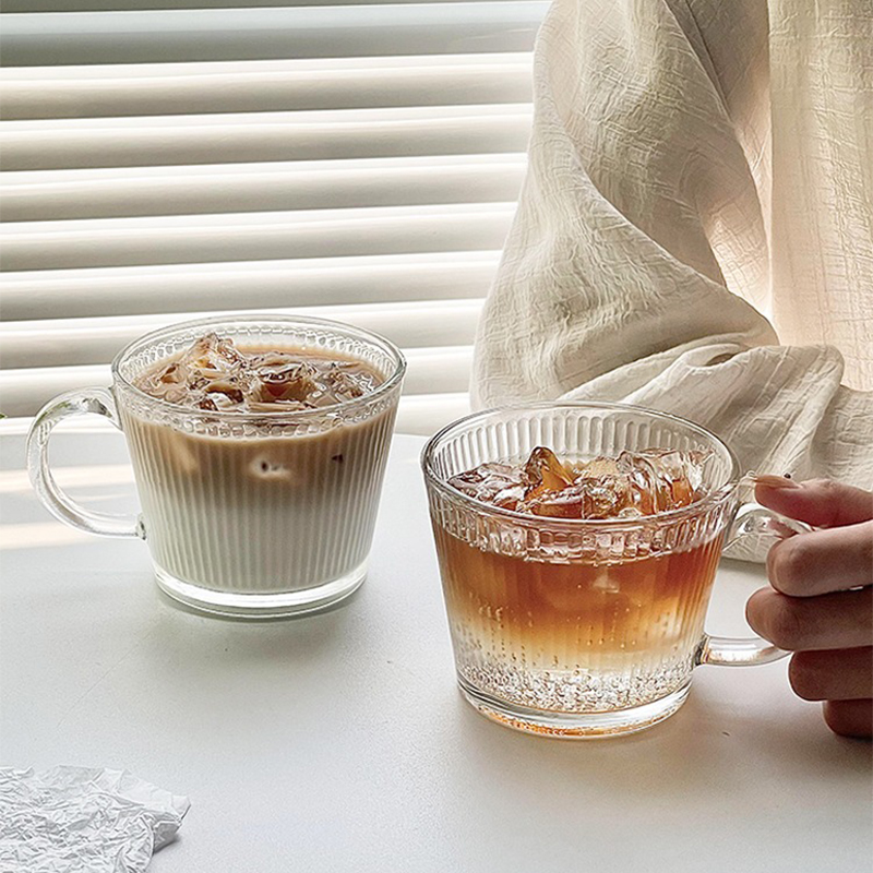 INS把手阔口咖啡杯复古拿铁杯子