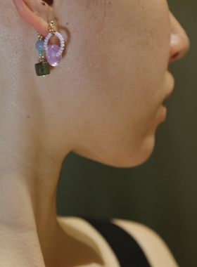 LU-LAN Jewelry｜原创设计新中式手工制作国风紫色木质清冷耳钉