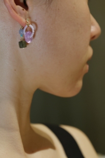 手工制作国风紫色木质清冷耳钉 Jewelry｜原创设计新中式 LAN