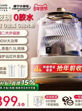 康宁二代养生壶全玻璃家用多功能小型办公室新款煮茶器烧水壶花茶