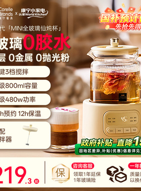 康宁二代搅拌迷你养生壶mini小型办公室一人全纯玻璃电炖杯养生杯