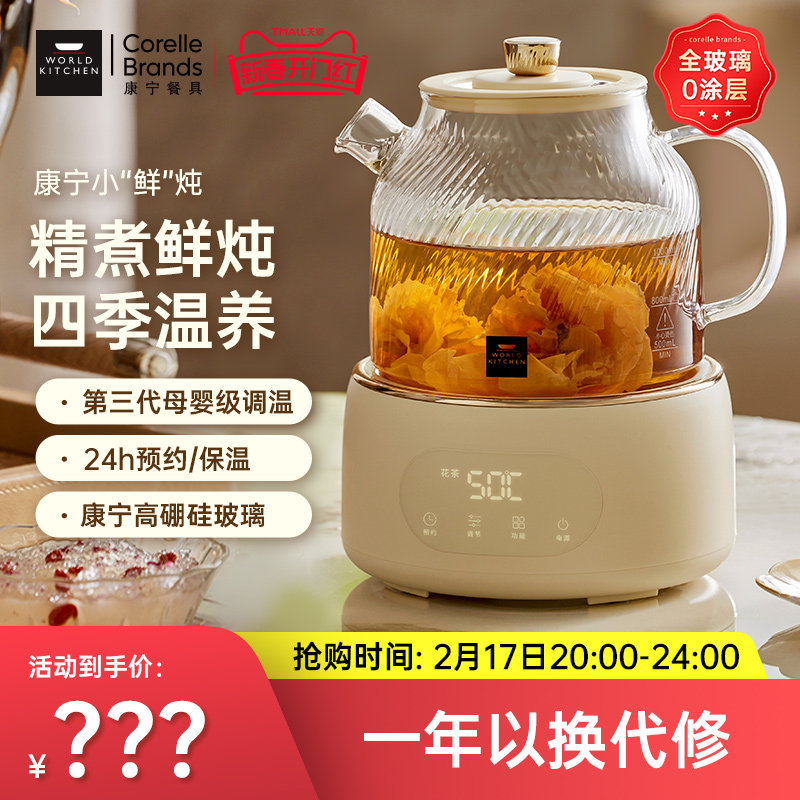 康宁养生壶全玻璃家用多功能小型办公室新款煮茶器烧水壶花茶壶炖