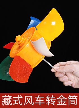 民族室外户外风动转金桶