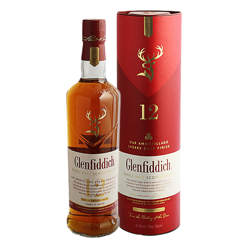 格兰菲迪12年天使雪莉桶单一麦芽威士忌洋酒Glenfiddich 雪梨桶