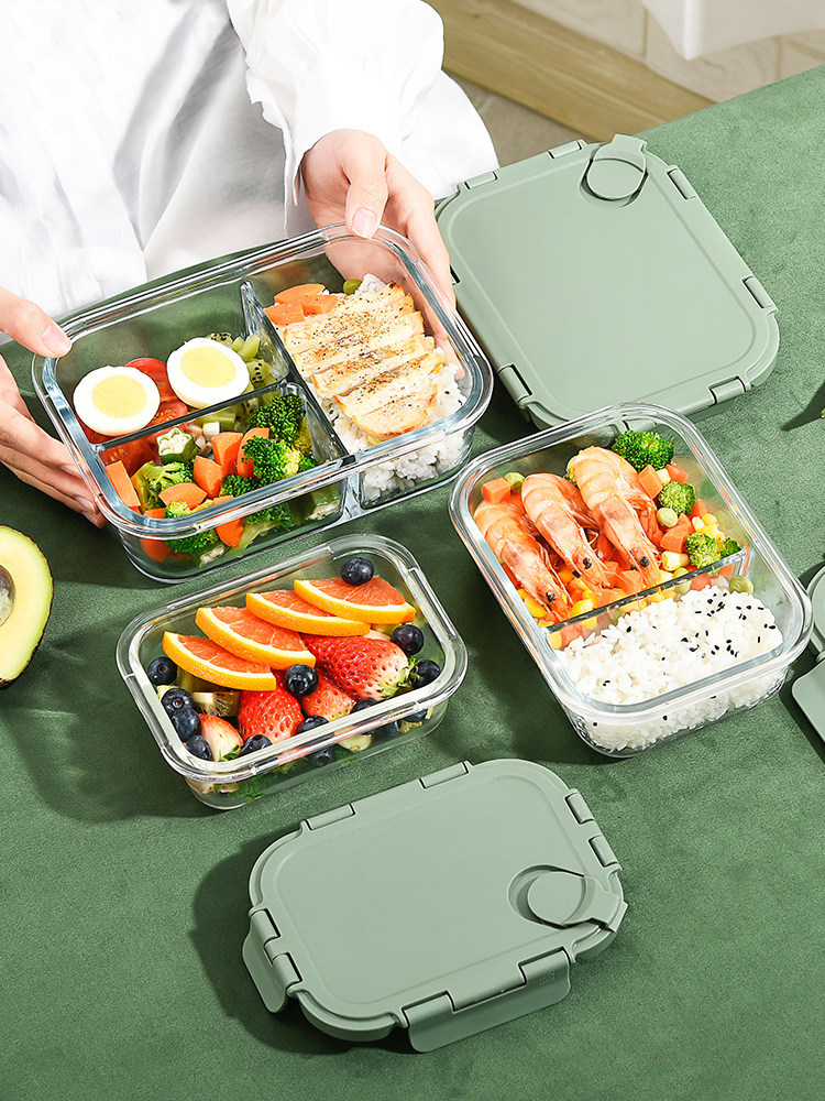 可微波炉加热春游野餐盒玻璃便当盒保鲜保温便当学生户外网红饭盒