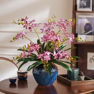 千鸟兰假花蝴蝶兰仿真花客厅摆设蕙兰花艺酒店摆放装饰高端摆件