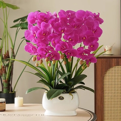 高端轻奢蝴蝶兰彷真花艺高档摆花客厅餐桌摆设花装饰高级假花摆件