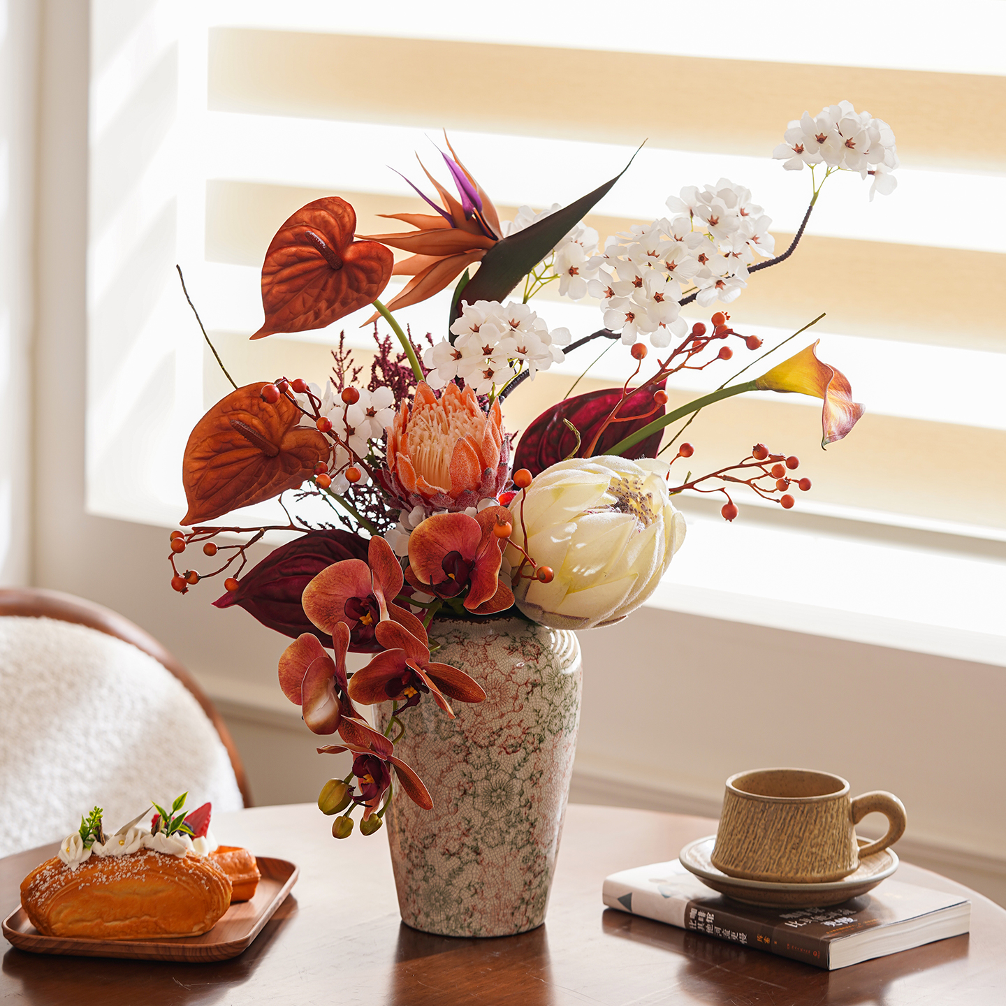 中古风装饰花暗色系仿真花艺