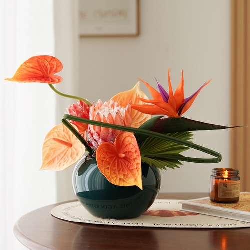 高端轻奢天堂鸟仿真花艺摆件