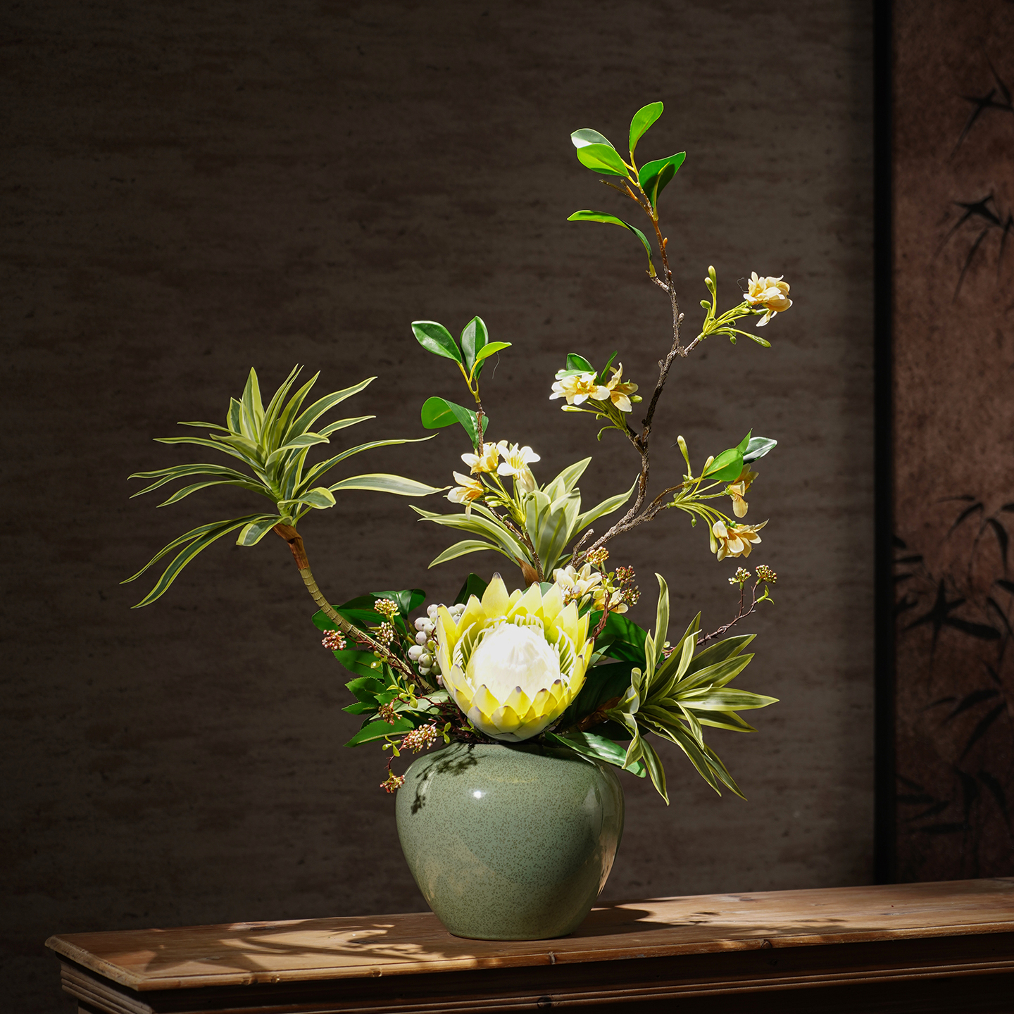 新中式陶瓷花瓶摆件高级感侘寂风