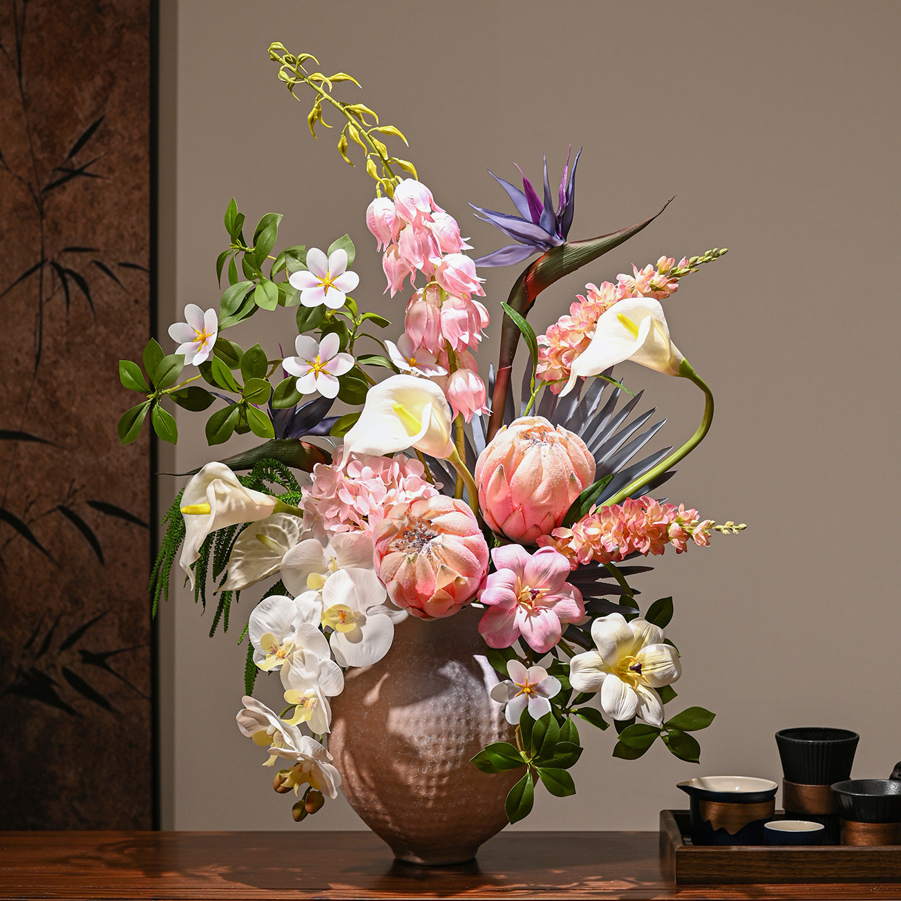 润野高端帝王花仿真花桌面摆件