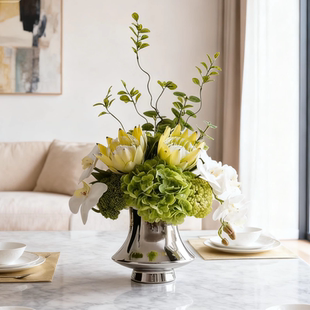 设计师高级感逼真帝王花样板间软装 假花仿真花客厅摆设电视柜摆件