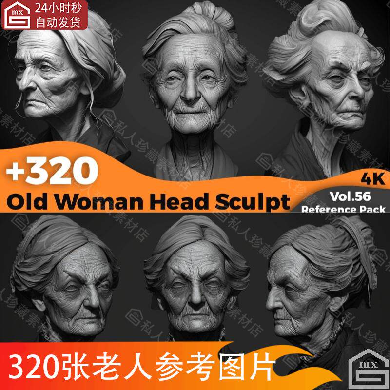 330张欧美老人老年人老太婆婆女性头部头像肖像参考图片素材jpg