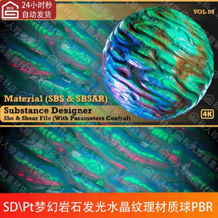 Substance Designer梦幻地形沙土石水晶纹理材质球能量石sd材质