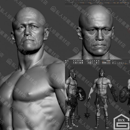 zbrush男性角色基础3d模型zb战士带细分高模手臂肌肉人体模型ztl