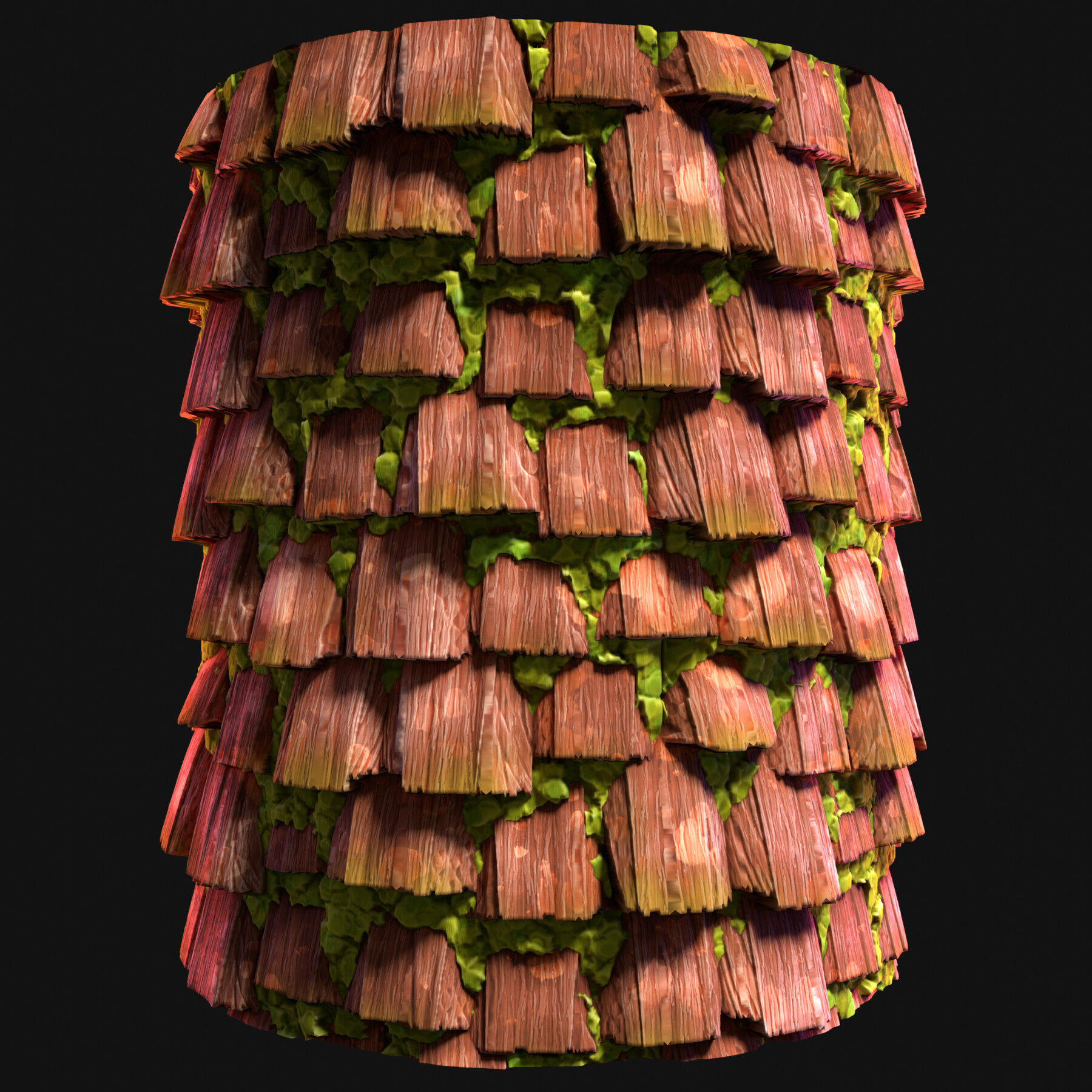 substance designer风格化木块木板屋顶材质球sd青苔藻类植物材质