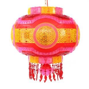 大红灯笼旋转LED福字阳台水晶灯笼七彩室内外装饰春节新年走马灯