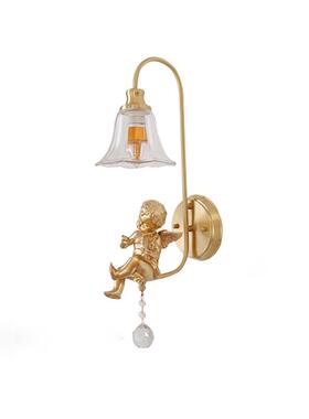 全铜法欧式小天美使卧室床头壁灯式北复79445卫生间客古厅背景墙