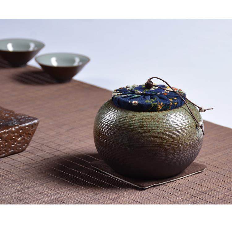 SX0016柴烧复古粗陶茶叶罐手工陶封密花布风木塞储物瓷罐可支持lo,餐饮具,茶叶罐,淘宝优惠券,粉丝福利购,淘宝优惠卷