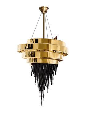 厂家黑色现水晶代灯电不锈奢华别56742墅会所钢客厅水晶圆形镀吊