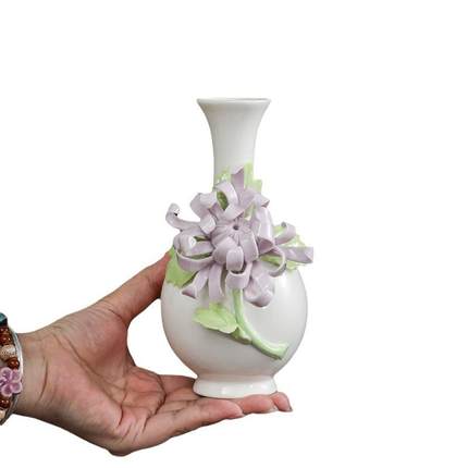 意面陶瓷手工菊花瓶手捏花瓶插件花摆桌装饰摆件电创视柜LMS家居