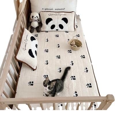 卡通印花牛奶加厚BB床单宝宝床游垫戏保暖黑绒垫子幼儿园床小褥