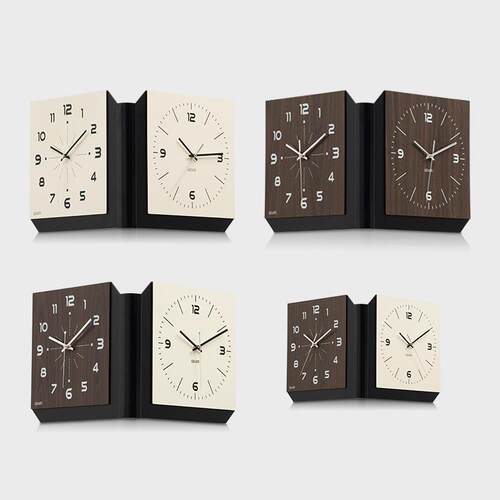 WOZOM免打孔角双面TYOS683转角家挂钟2024新款用时尚客厅拐创意O