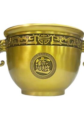 黄铜制作象鼻缸香招米宝缸双耳供奉家用件室内铜炉聚象鼻缸盆铜摆