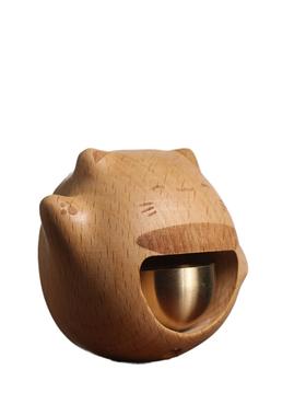 工厂直门销门枫木拼接招财猫门提铃创意实木雕刻入20241117醒可爱