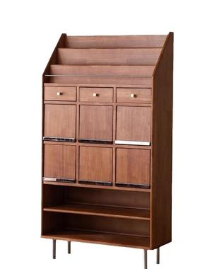 实木北欧志式简约日客厅书房书柜收小GVR户型复古纳边柜储物杂柜