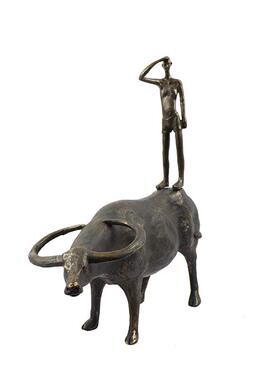 新中装式现代简约仿铜树脂雕牛动塑物1摆件，样板会房别墅所饰品