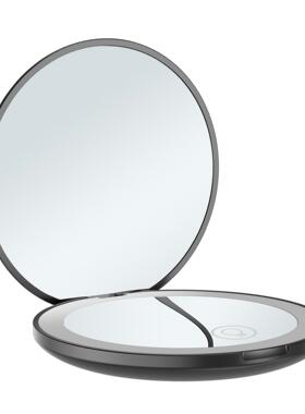 折叠ld化倍妆镜带灯logoe礼品圆形2放大便携led化505妆镜发光镜子