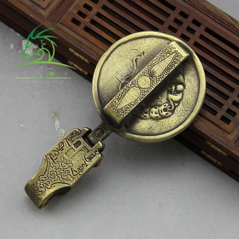 仿古古玩黄铜纯铜麒麟皮带扣钥匙扣挂饰男款腰挂