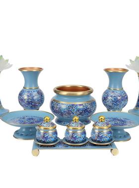 海之蓝P黄铜莲花供水杯前水杯果盘水供果贡圣盘烧香炉套佛装佛具