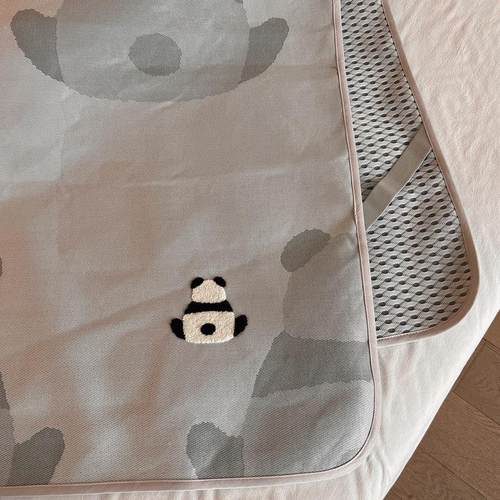 可爱熊猫席凉席冰2021496丝学席凉感夏季舍冰丝凉三件套单双人生