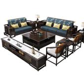 客厅家具套木加布沙发新 木轻奢9906全实沙发组合代现中式 装 新中式