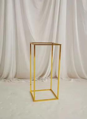 庆艺装饰金色四方框架几何路引架婚T台装现场AHG饰布置道铁具婚礼