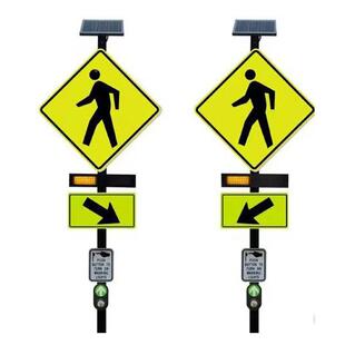 贸铝板通太易阳能外标贸牌自发光交警示牌人行横道led标牌