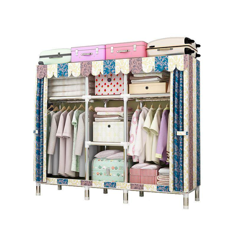 用衣柜简易组装家钢管用卧室出橱租房宿舍结实耐钢管衣加粗加固布