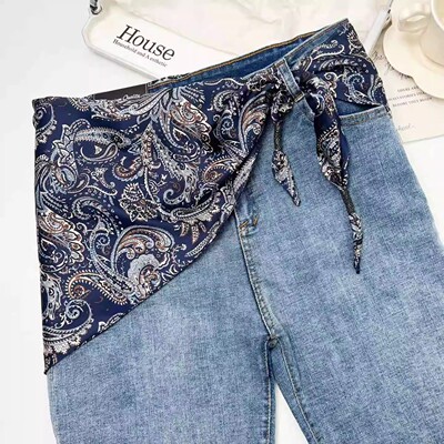 2025秋季新款腰果花复古丝巾百搭气质系腰三角巾旅游拍照方巾外搭