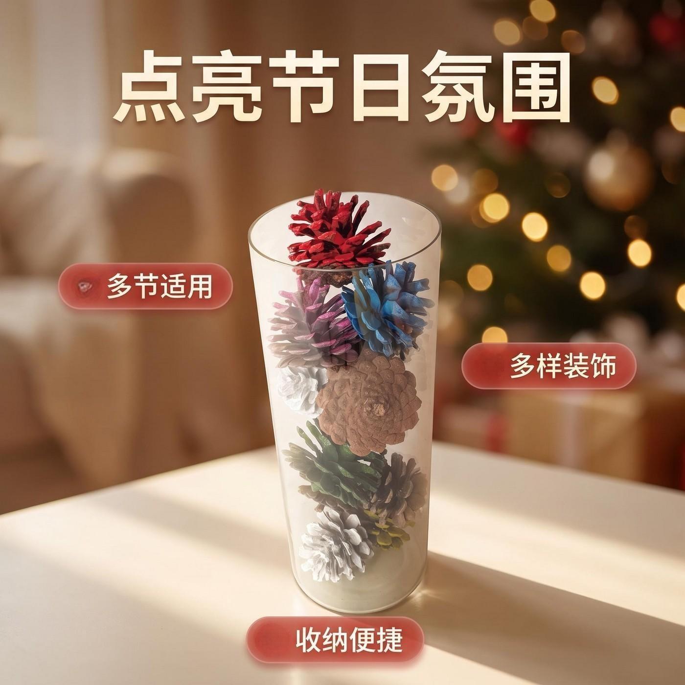 彩色干果透明瓶装摆件装饰干花