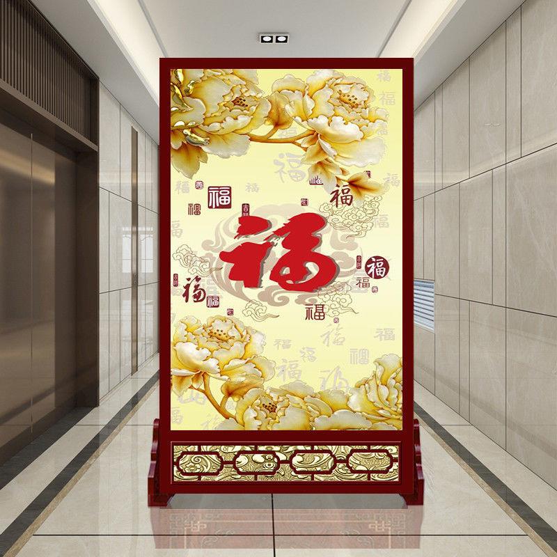 新中式屏风隔断客厅遮挡家用玄关入户葫芦进门卧室办公室双面定制图片